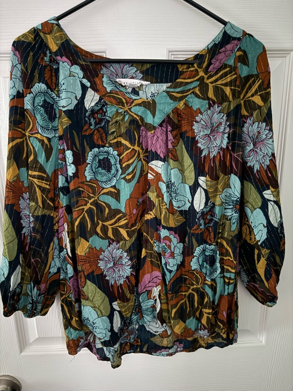 Jane and Delancey Floral Blouse in Black, Teal, Rust, Olive, Lavender